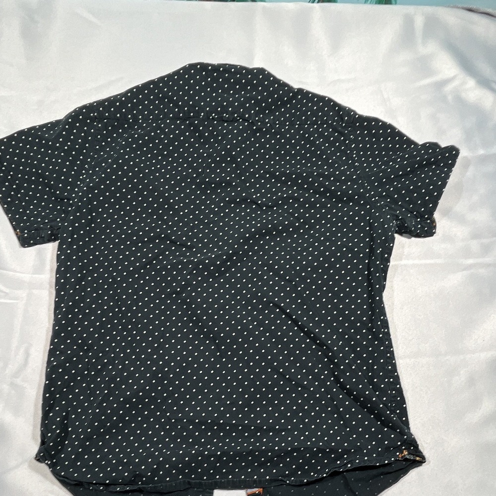 Denim & Flower Ricky Singh Men's Woven Black White Polka Dot Button-Up Shirt M - Picture 7 of 8